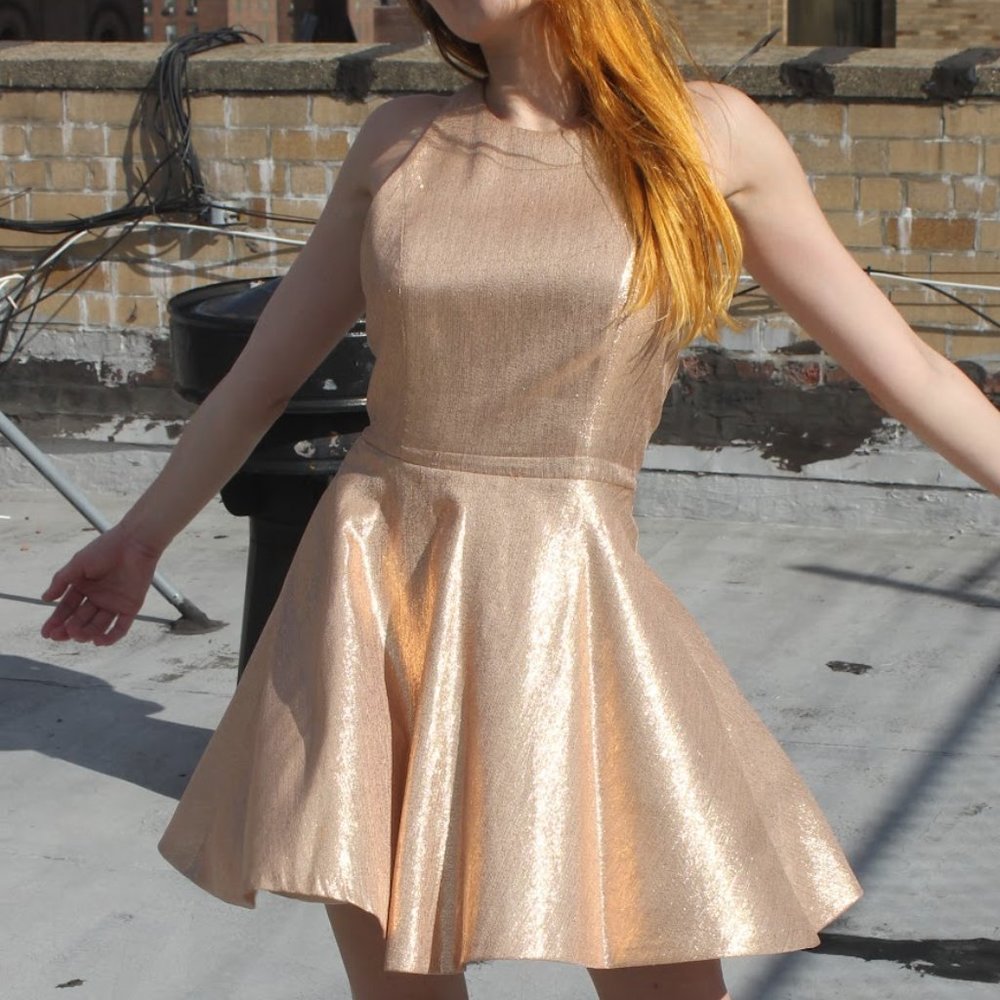 Gold A+O Skater Dress
